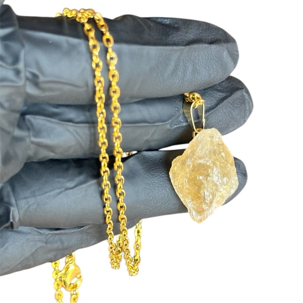 NWT 24inch Chain Necklace with Citrine Pendant Festival Bohemian Gift